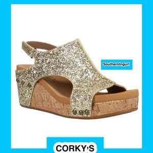 NWT  CORKY'S   Carley " Gold glitter " Wedges Heels
Sandals